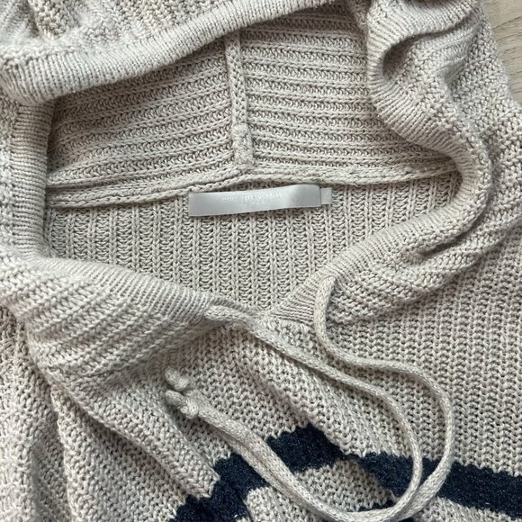 One Grey Day Knit Hoodie Sweater Size Small Pullover Flax Silk Cashmere Striped - Picture 6 of 9